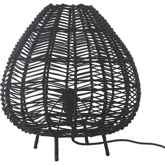 Rattanowa lampa stołowa czarna Nana 36cm